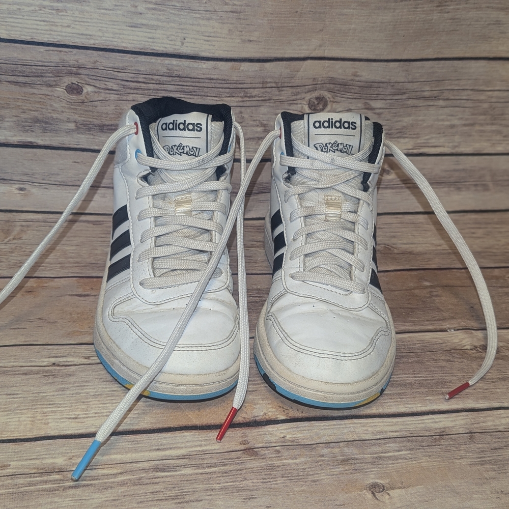 Adidas White and Black Pokemon High-Top Sneakers